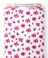 Tissu - Fleurs roses et violettes variées