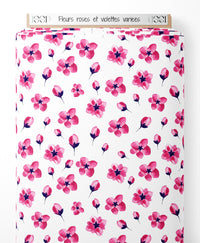 Tissu - Fleurs roses et violettes variées