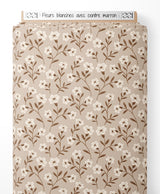 Tissu - Fleurs blanches avec centre marron