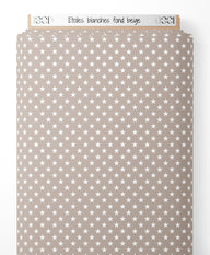 Tissu - Étoiles blanches sur fond beige