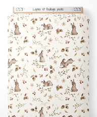 Tissu - Lapins et feuillage pastel