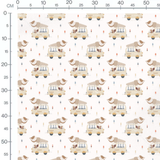 Tissu - Camions glace animaux