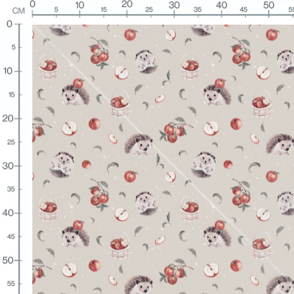 Tissu - Hérissons réalistes sur beige