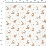 Tissu - Lapins et fleurs sauvages