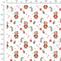 Tissu - Oursons et cadeaux sur fond blanc
