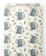 Tissu - Hippopotames et feuillage