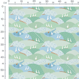 Tissu - Oies blanches sur collines