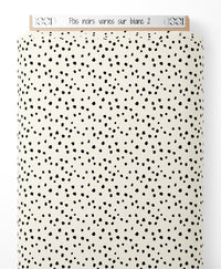 Tissu - Pois noirs variés sur blanc 2