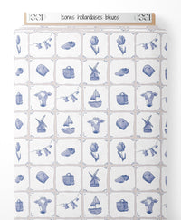 Tissu - Icônes hollandaises bleues