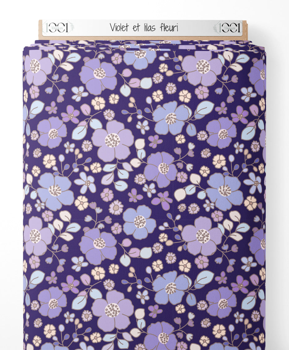 Tissu - Violet et lilas fleuri