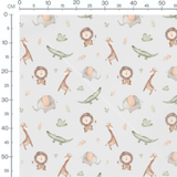 Tissu - Animaux pastel sur gris clair