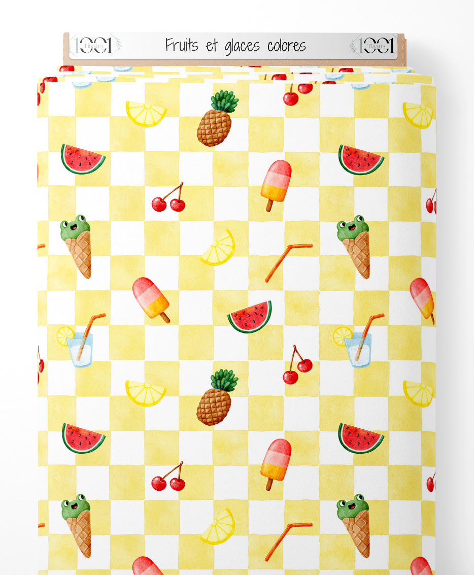Tissu - Fruits et glaces colorés