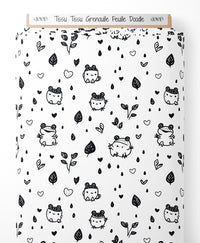 Tissu - Tissu Grenouille Feuille Doodle