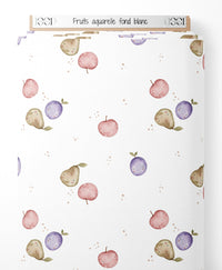 Tissu - Fruits aquarelle fond blanc