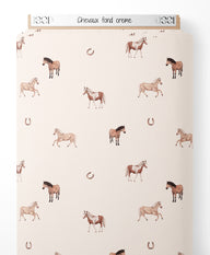 Tissu - Chevaux sur fond crème