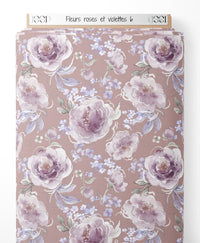 Tissu - Fleurs roses et violettes 6
