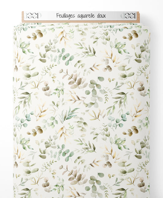 Tissu - Feuillages aquarelle doux