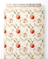 Tissu - Pommes et tranches sur beige doux