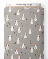 Tissu - Bonhommes neige sur gris