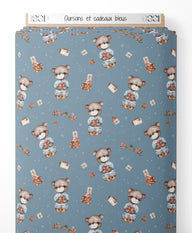 Tissu - Oursons et cadeaux bleus