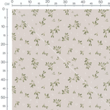Tissu - Brindilles vertes sur beige