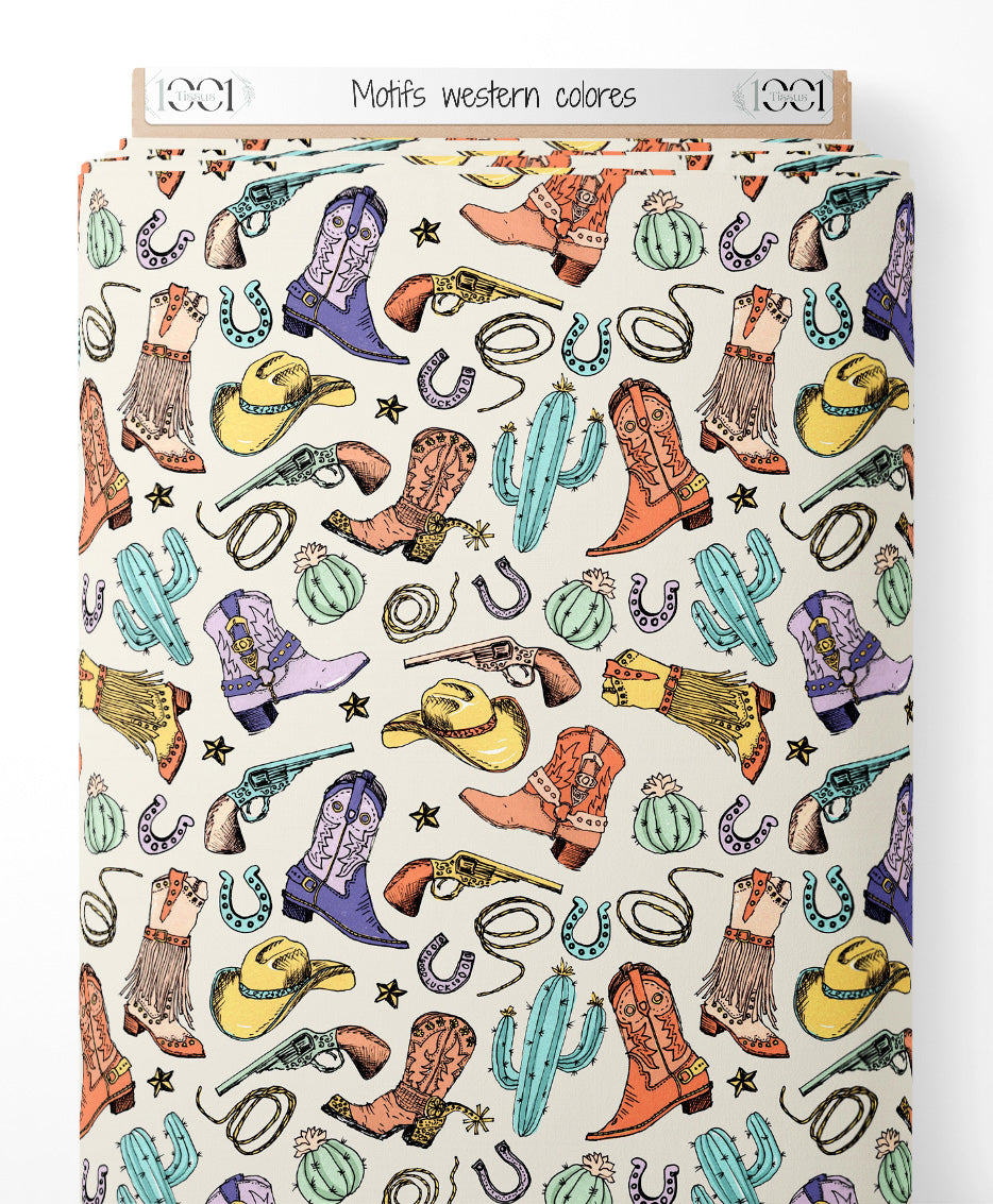 Tissu - Motifs western colorés