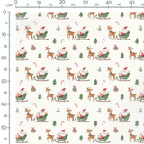 Tissu - Père Noël et rennes festifs