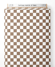 Tissu - Carreaux marron et blanc