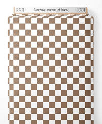 Tissu - Carreaux marron et blanc