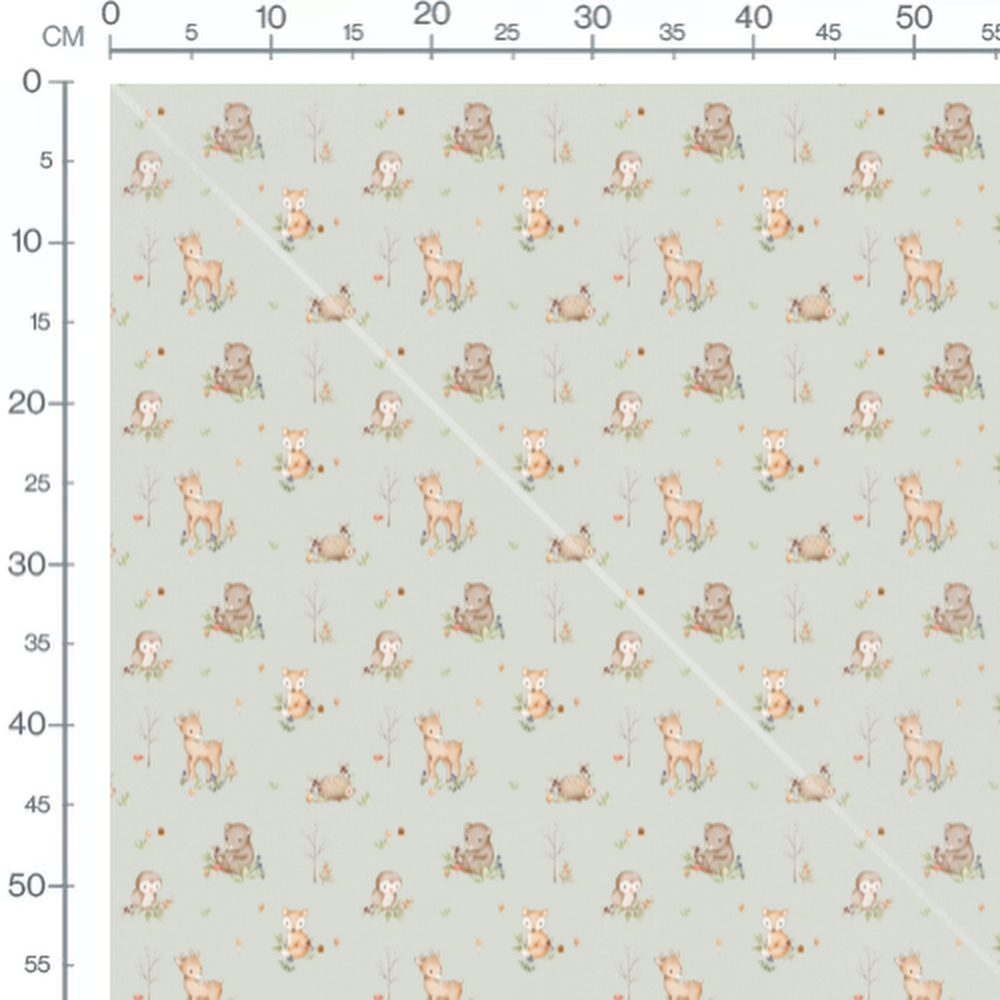 Tissu - Girafes roses et vert tendre