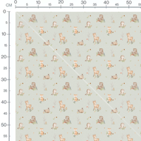 Tissu - Girafes roses et vert tendre