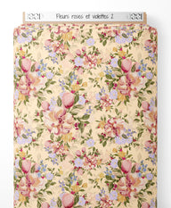 Tissu - Fleurs roses et violettes 2