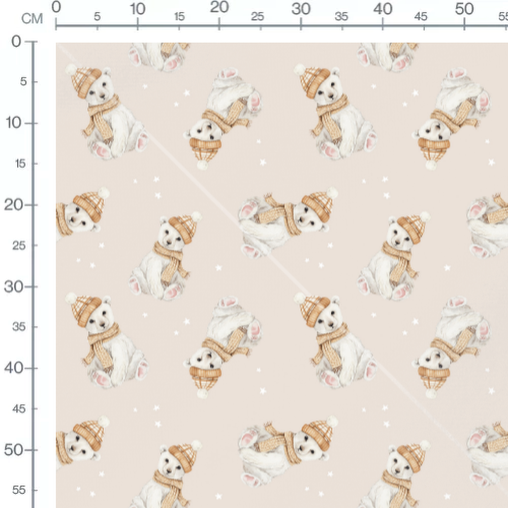 Tissu - Ours polaires avec écharpes