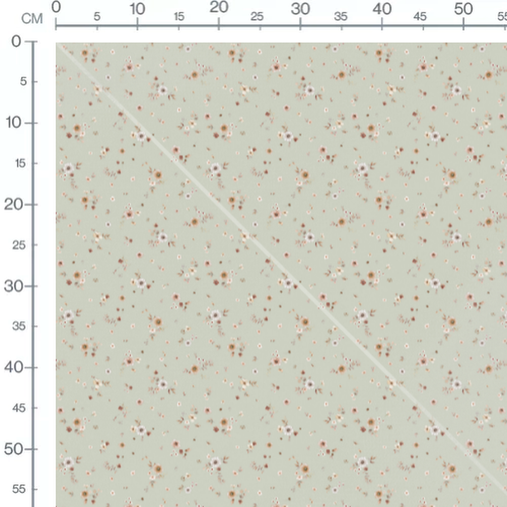 Tissu - Fleurs pastel sur vert