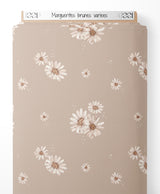 Tissu - Marguerites brunes variées