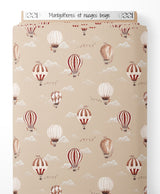 Tissu - Montgolfières et nuages beige