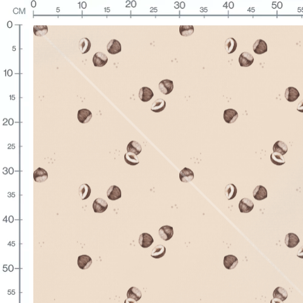 Tissu - Noisettes dessinées sur beige