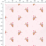 Tissu - Cornets avec cerises sur rose