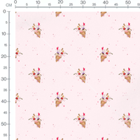 Tissu - Cornets avec cerises sur rose