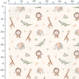 Tissu - Animaux pastel sur fond beige 2