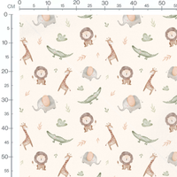 Tissu - Animaux pastel sur fond beige 2