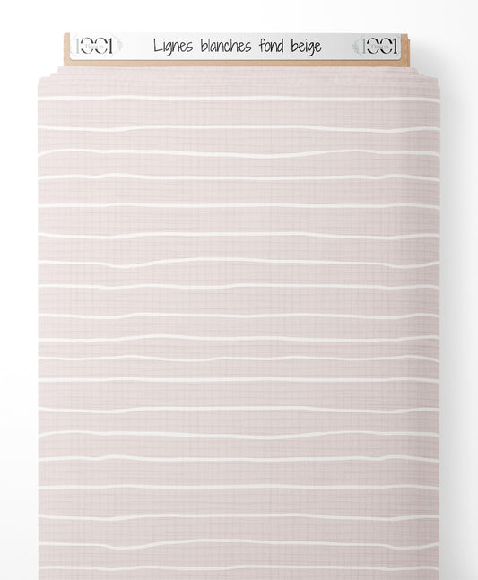 Tissu - Lignes blanches sur fond beige