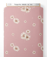 Tissu - Marguerites délicates sur rose