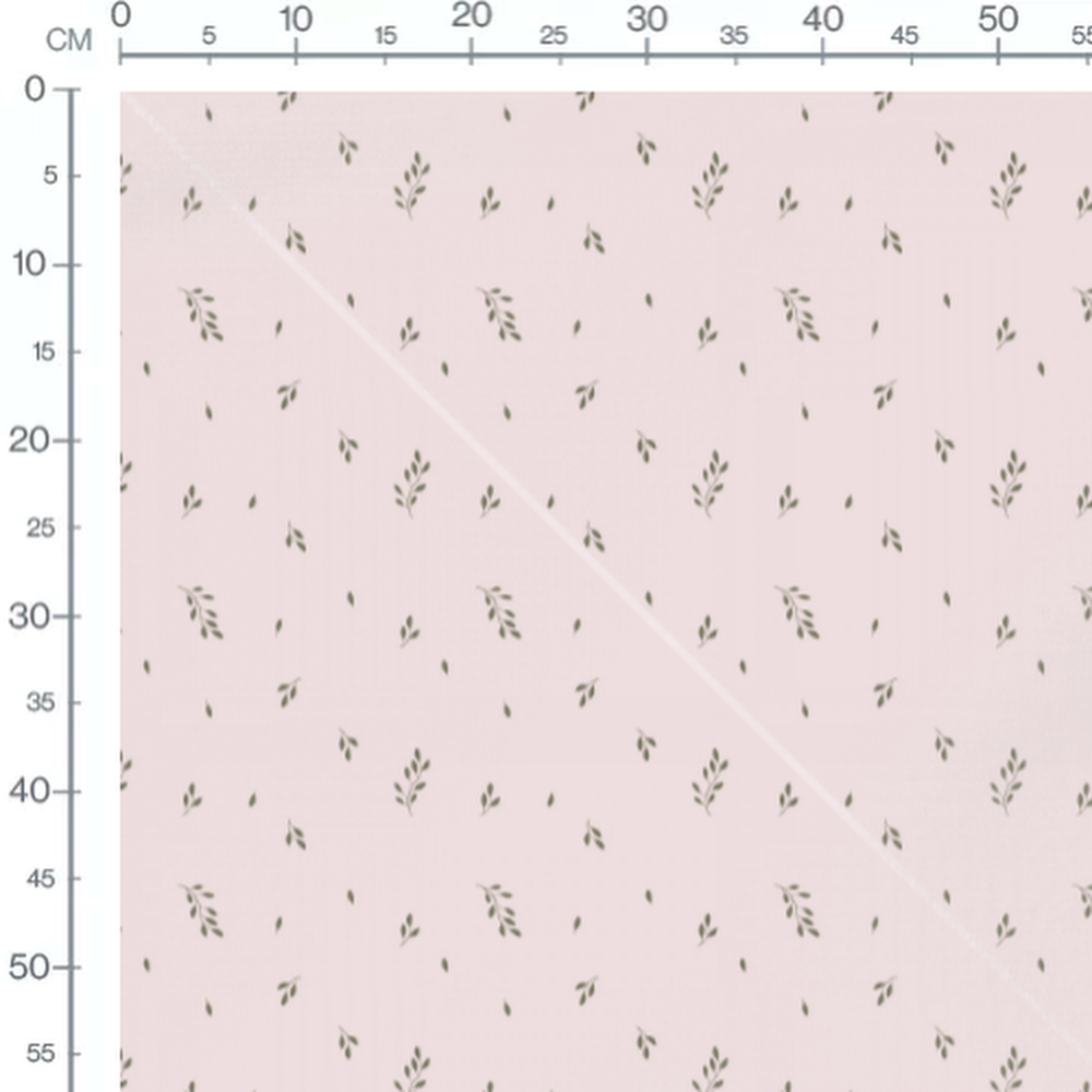 Tissu - Petites branches sur rose
