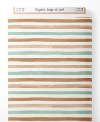 Tissu - Rayures beige et vert
