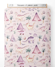 Tissu - Dinosaures et palmiers pastel