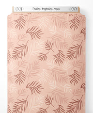 Tissu - Feuilles tropicales roses