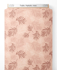 Tissu - Feuilles tropicales roses