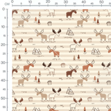 Tissu - Élans et sapins sur rayures