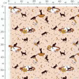 Tissu - Chats et lunes beige